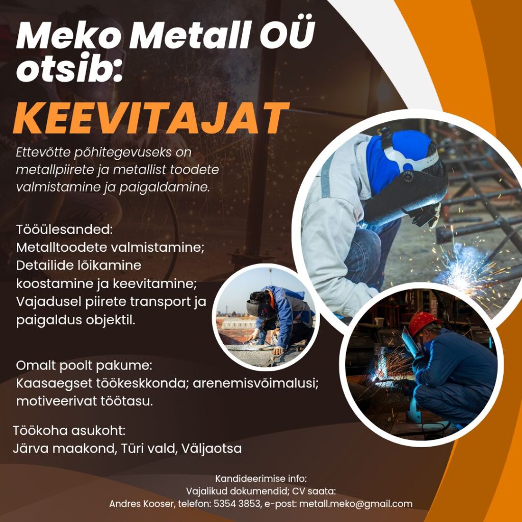 Tööpakkumine keevitajale Järvamaal