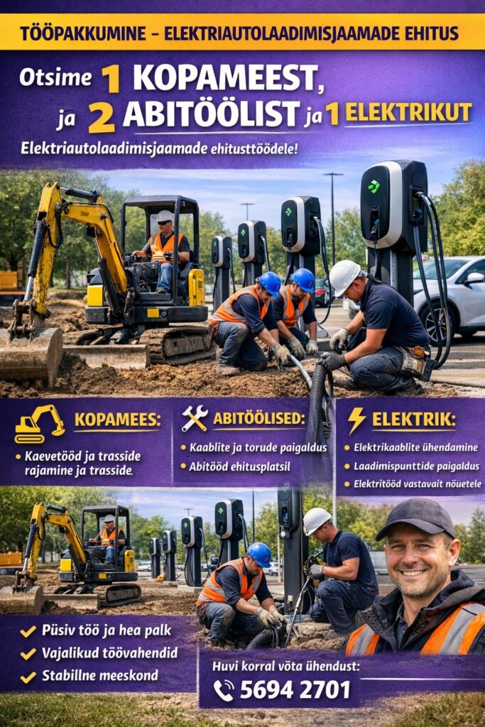 Tööpakkumine elektriautolaadimisjaamade ehitajale