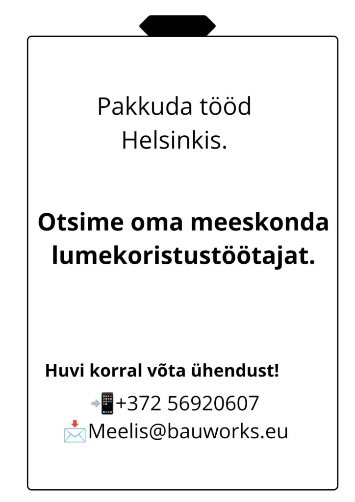 Tööpakkumine lumekoristustöötajale Soomes