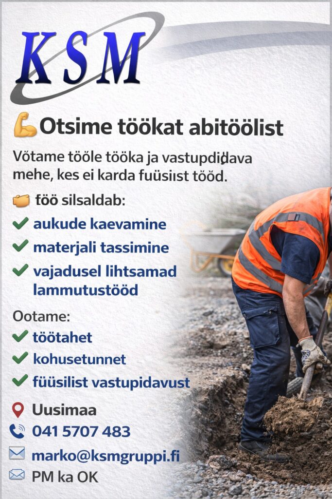 Tööpakkumine abitöölisele Uusimaal