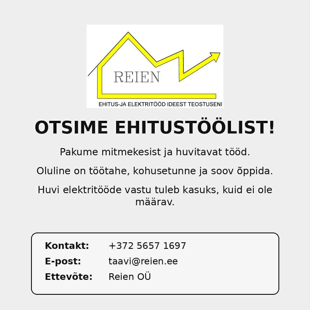 Tööpakkumine ehitustöölisele Saaremaal