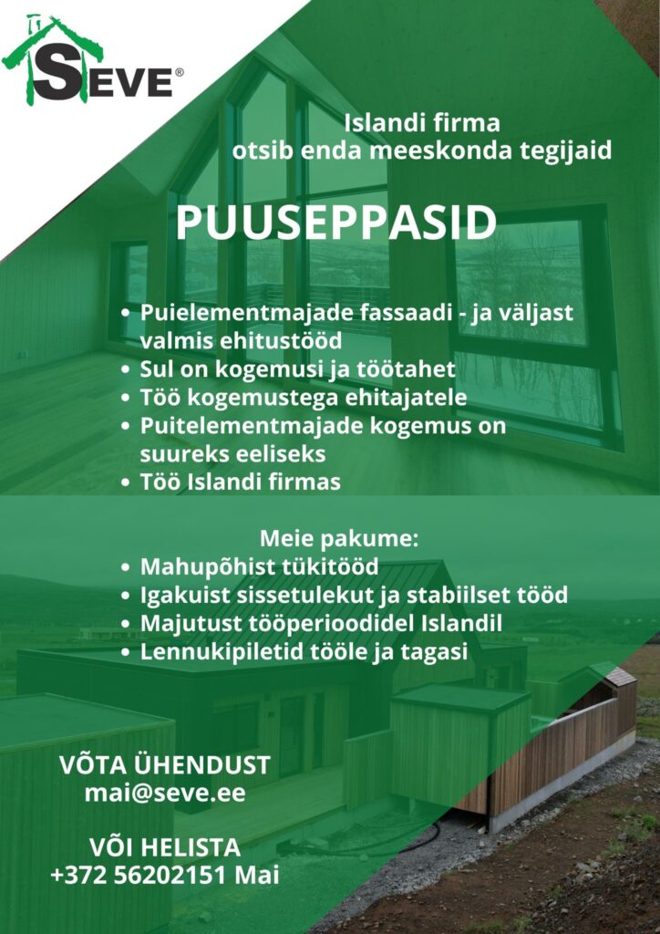Tööpakkumine puusepale Islandil