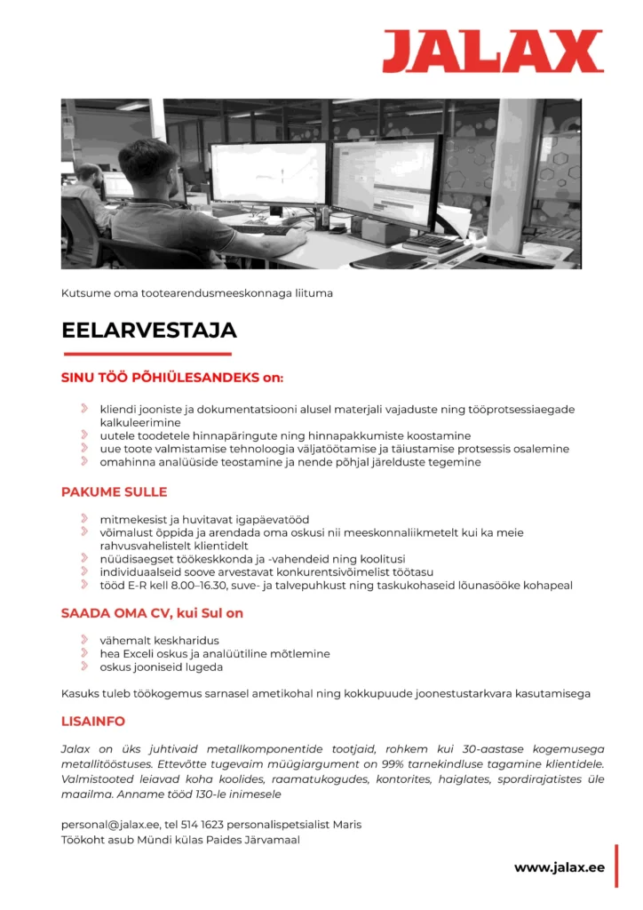 Tööpakkumine eelarvestajale Paides