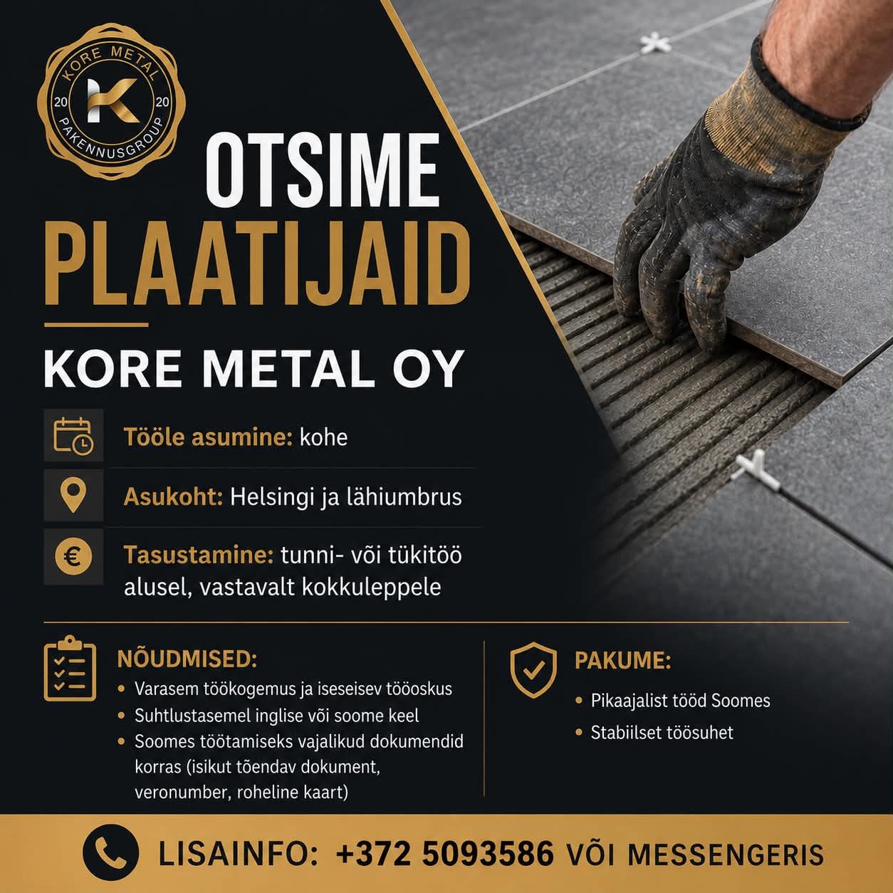 Tööpakkumine plaatijatele Soomes