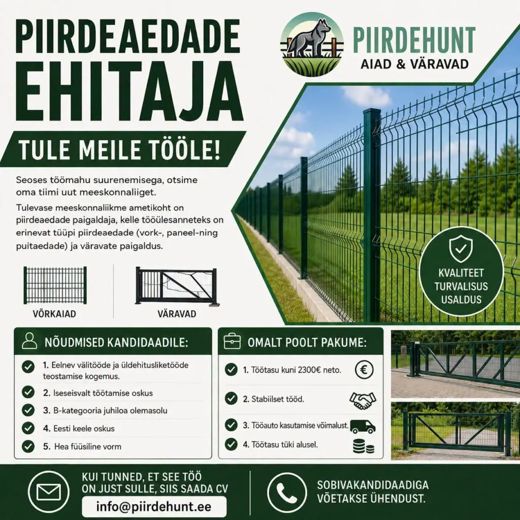 Tööpakkumine piirdeaedade ehitajale Raplamaal